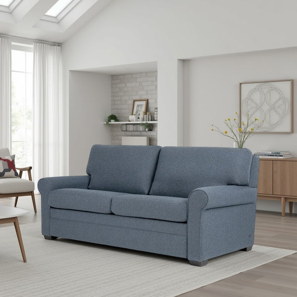 American Leather Gaines 84 Inch Tonic Indigo Fabric Queen Plus Comfort Sleeper with Mink Finish