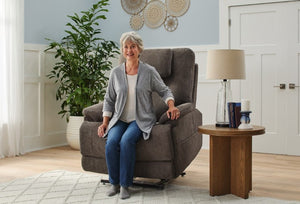 Flexsteel Zecliner Model 2+ Umber Fabric Power Lift Sleep Recliner with Power Headrest, Lumbar, Heat & Massage