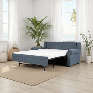 American Leather Gaines 78 Inch onic Indigo Fabric Queen Comfort Sleeper with Mink Finish