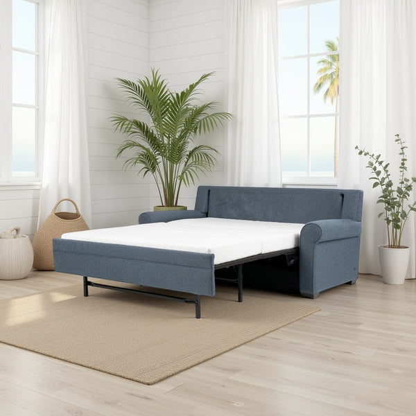 American Leather Gaines 78 Inch onic Indigo Fabric Queen Comfort Sleeper with Mink Finish