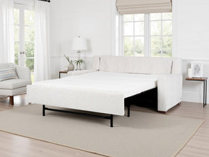 American Leather Lyons 69 Apollo Dakota Cream Fabric Twin Loveseat Sleeper with Mink Finish