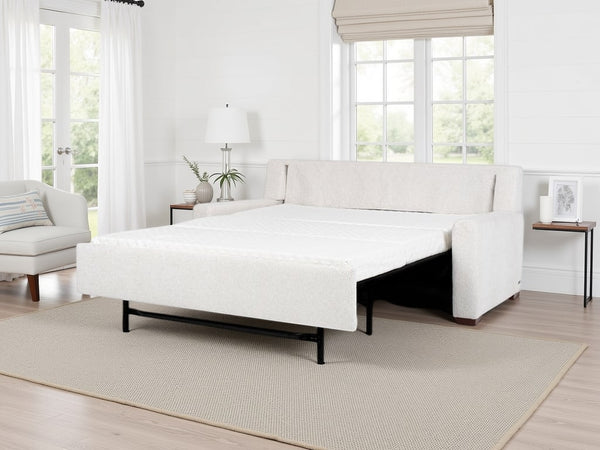 American Leather Lyons 69 Apollo Dakota Cream Fabric Twin Loveseat Sleeper with Mink Finish