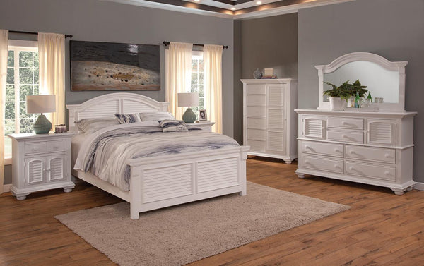 American Woodcrafters Cottage Traditions King Arched Panel Headboard Clean White Cottage