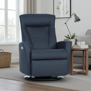 IMG Grove Triple Power Leather Large Relaxer Recliner in Pacific