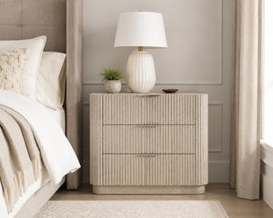 Bernhardt Lucerne Large 3-Drawer Nightstand in Alba Finish with USB Charging