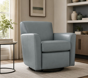 Flexsteel Kingman Leather Swivel Glider Chair in Mink