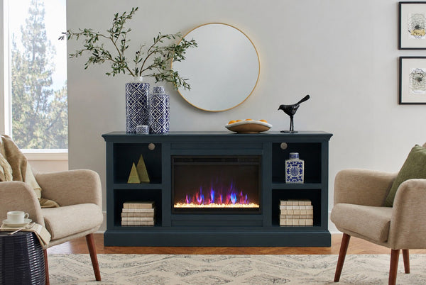 Aspen Home Byron Malta Blue Blue 66 inch Fireplace Console
