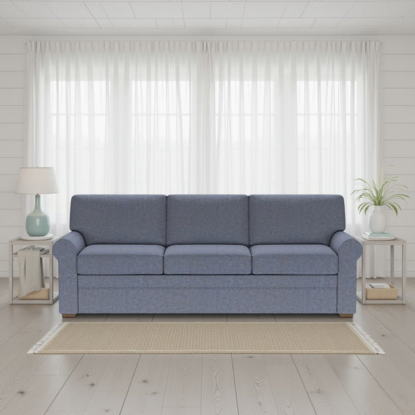 American Leather Gaines 94 Inch Tonic Indigo Fabric King Comfort Sleeper with Mink Finish