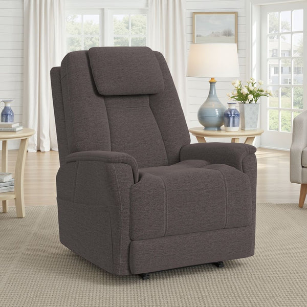 Flexsteel Zecliner Model 3+ Umber Fabric Power Rocking Recliner with Power Headrest, Power Lumbar, Heat & Air Massage