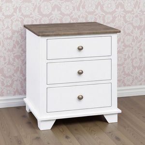 Archbold Portland Snow White/Driftwood 3-Drawer Nightstand