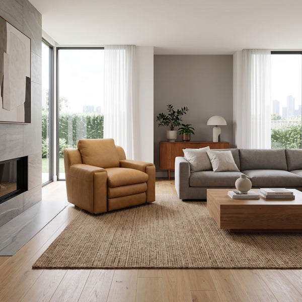 Rivian Leather Accent Armchair with Music Safari Umber