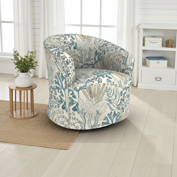 Best Home Kahlari Ocean Fabric Swivel Glider Barrel Chair
