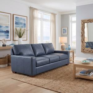 USA Premium Leather Alta Poncho Blue Sofa