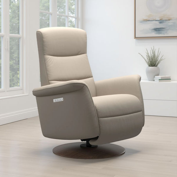 Stressless Mike Small Leather Moon Base Swivel Chair Fog