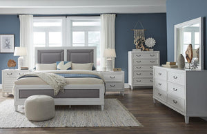 American Woodcrafters Dunescape King Upholstered Headboard Painted White