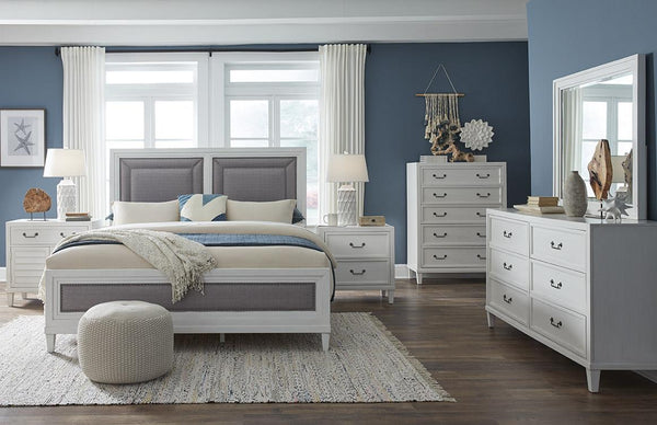 American Woodcrafters Dunescape King Upholstered Headboard Painted White