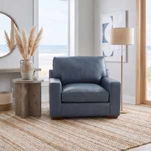 USA Premium Leather Alta Poncho Blue Chair