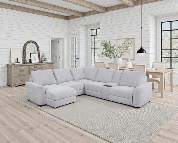 Cheers Manwah Bliss Duncan Coin Fabric 6-Piece Power Slider Chaise Sectional with Storage
