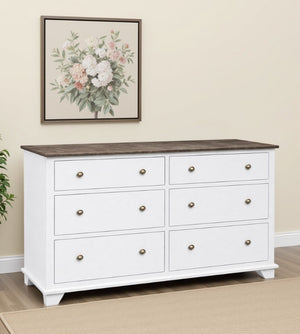 Archbold Portland Snow White/Driftwood 6-Drawer Dresser
