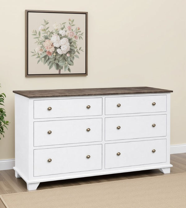 Archbold Portland Snow White/Driftwood 6-Drawer Dresser