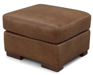 Leather Italia Inglewood Top Grain Italian Vintage Brown Cigar Leather Ottoman