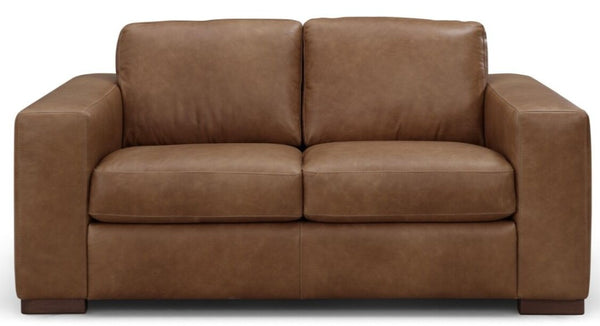 Leather Italia Inglewood Top Grain Italian Vintage Brown Cigar Leather Loveseat