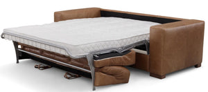 Leather Italia Inglewood Top Grain Italian Vintage Brown Derby Leather Queen Sleeper Sofa with Mattress