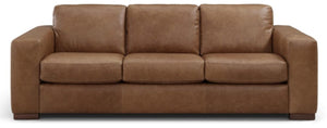 Leather Italia Inglewood Top Grain Italian Vintage Brown Derby Leather Queen Sleeper Sofa with Mattress