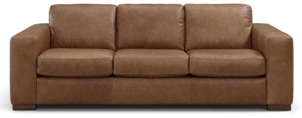Leather Italia Inglewood Top Grain Italian Vintage Brown Derby Leather Queen Sleeper Sofa with Mattress