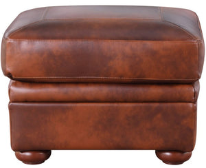 Leather Italia Arizona Marco Leather Ottoman with Nailhead Trim