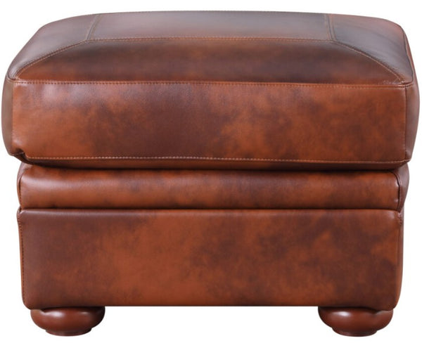 Leather Italia Arizona Marco Leather Ottoman with Nailhead Trim