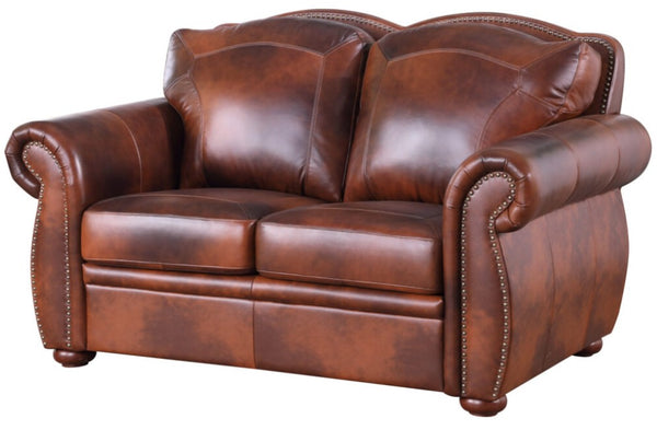 Leather Italia Arizona Marco Leather Loveseat with Nailhead Trim