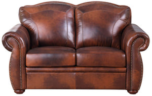 Leather Italia Arizona Marco Leather Loveseat with Nailhead Trim