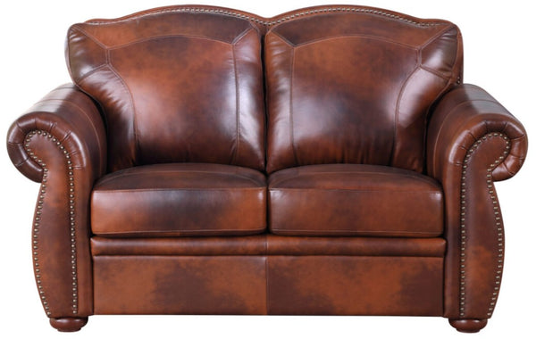 Leather Italia Arizona Marco Leather Loveseat with Nailhead Trim