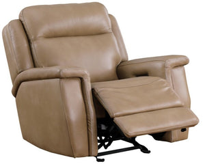 Leather Italia Fischer Saddle Leather Glider Recliner Chair with USB, Power Headrest & Footrest