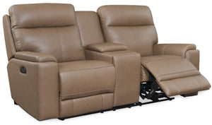 Leather Italia Bryant Tuscan Tan Leather Loveseat with USB, Power Headrest & Footrest
