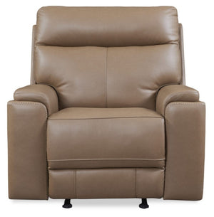 Leather Italia Bryant Tuscan Tan Leather Glider Recliner Chair with USB, Power Headrest & Footrest