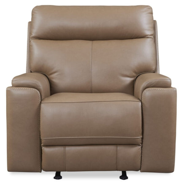 Leather Italia Bryant Tuscan Tan Leather Glider Recliner Chair with USB, Power Headrest & Footrest