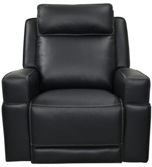 Leather Italia Valley Black Leather Glider Recliner Chair with USB, Power Headrest & Footrest