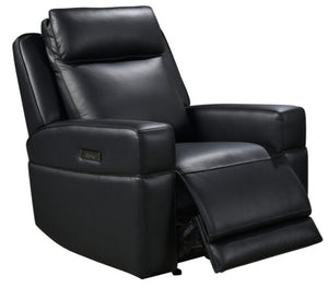 Leather Italia Valley Black Leather Glider Recliner Chair with USB, Power Headrest & Footrest