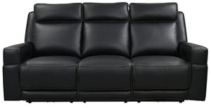 Leather Italia Valley Zero Gravity Black Leather Sofa with USB, Power Headrest & Footrest