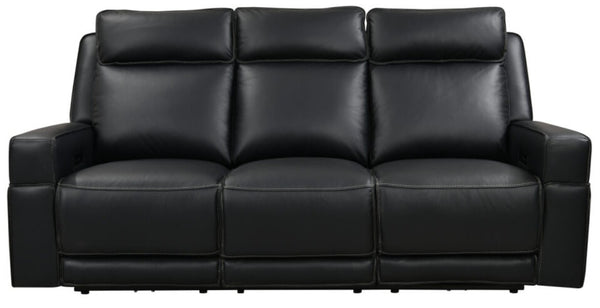 Leather Italia Valley Zero Gravity Black Leather Sofa with USB, Power Headrest & Footrest