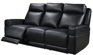 Leather Italia Valley Zero Gravity Black Leather Sofa with USB, Power Headrest & Footrest