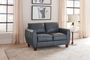 Leather Italia Traverse Blue Leather Loveseat