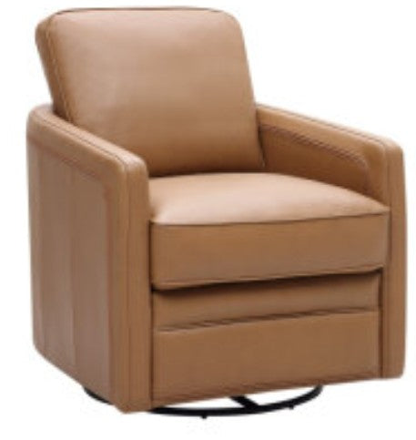 Leather Italia Turner Camel Leather Swivel Glider Chair