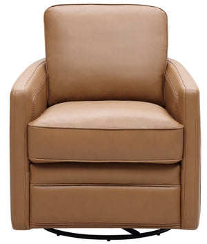 Leather Italia Turner Camel Leather Swivel Glider Chair