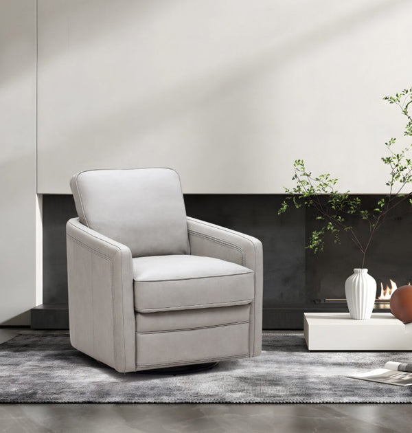 Leather Italia Turner Stone Leather Swivel Glider Chair