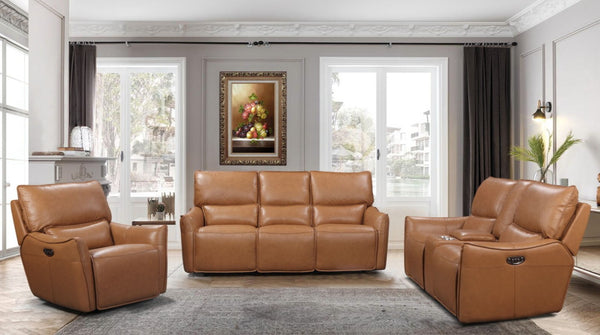 Leather Italia Portland Desert Leather Glider Recliner Chair with USB, Power Headrest & Footrest