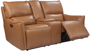 Leather Italia Portland Desert Leather Loveseat with USB, Power Headrest & Footrest