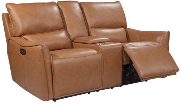Leather Italia Portland Desert Leather Loveseat with USB, Power Headrest & Footrest